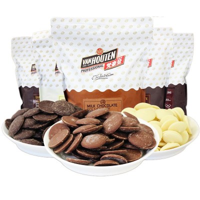 百乐嘉利宝 代可可脂黑/白巧克力币巧克力块 巧克力1.5kg原装