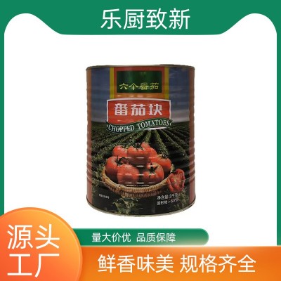 番茄丁罐头3kg罐盐糖低脂自然成熟即食烹饪调味去皮西红柿块厂家