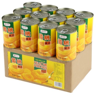正品黄桃罐头整箱12罐装*425克砀山特产新鲜糖水水果罐头2罐批发