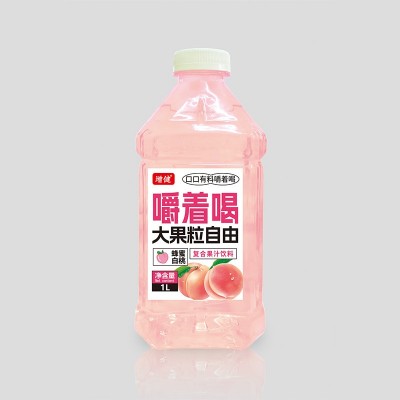 增健果肉果汁蜂蜜葡萄菠萝白桃嚼着喝果粒果汁饮料1L*12代理批发